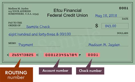 efcu financial routing number.